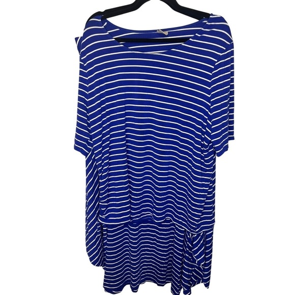 Chico's Tops - Chicos 4 Blue White Stripe Knit Tunic Drawstring Side Top & Skirt  Casual Womens